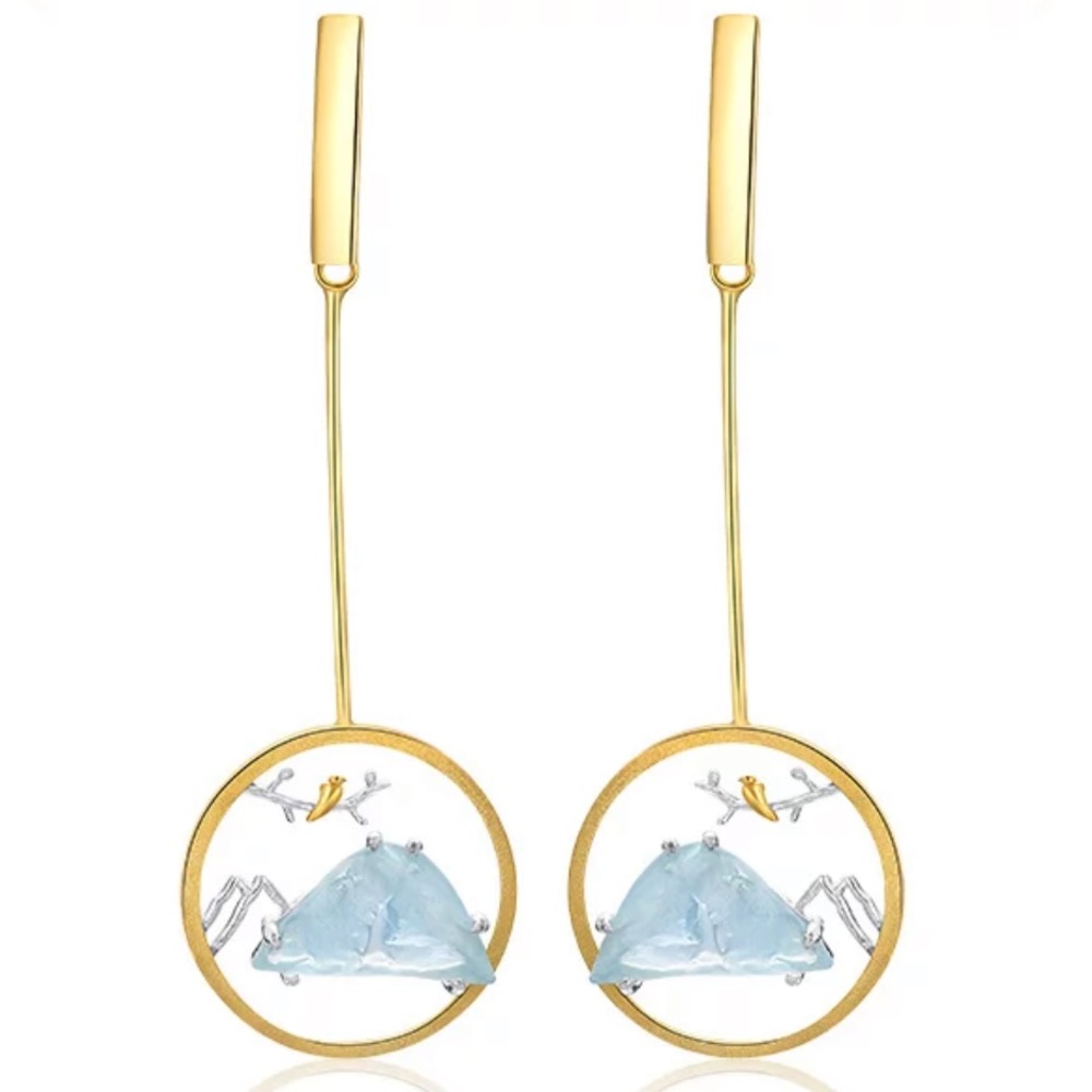 Natural Gemstone “Bird Whisperer” Dangle Earrings